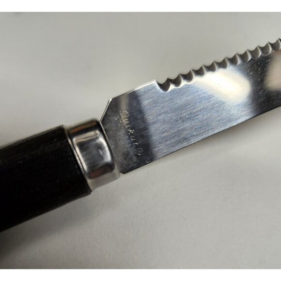 Vintage Quikut 8" Serrated Blade Steak Knife Faux Wood - Picture 4 of 5